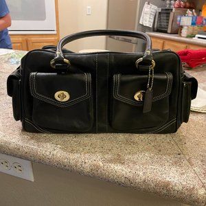 Vintage Coach East West Turn Lock Pocket Satchel